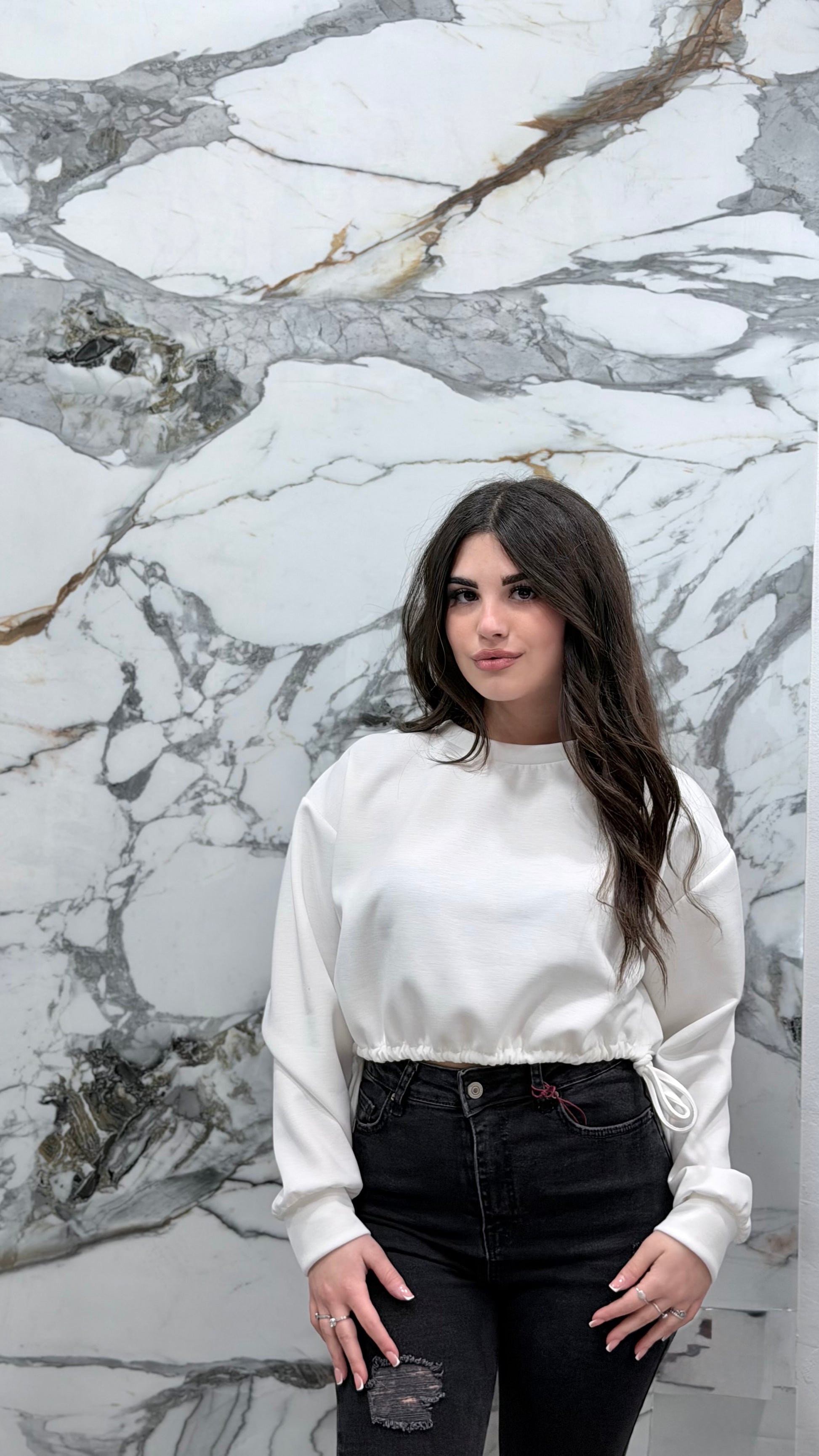 Felpa Crop Drawstring Essential