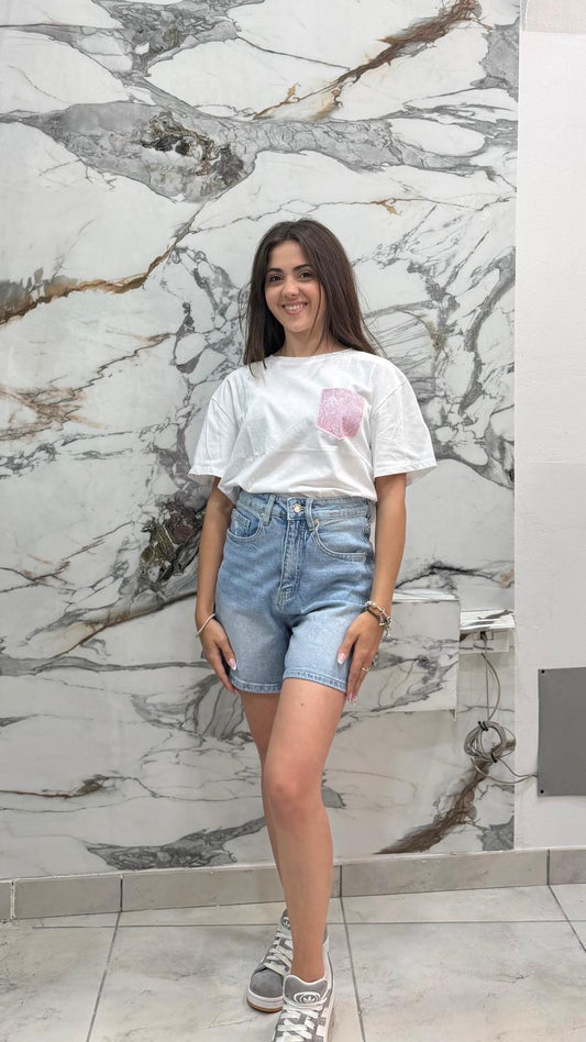 Pantaloncini tasca rosa