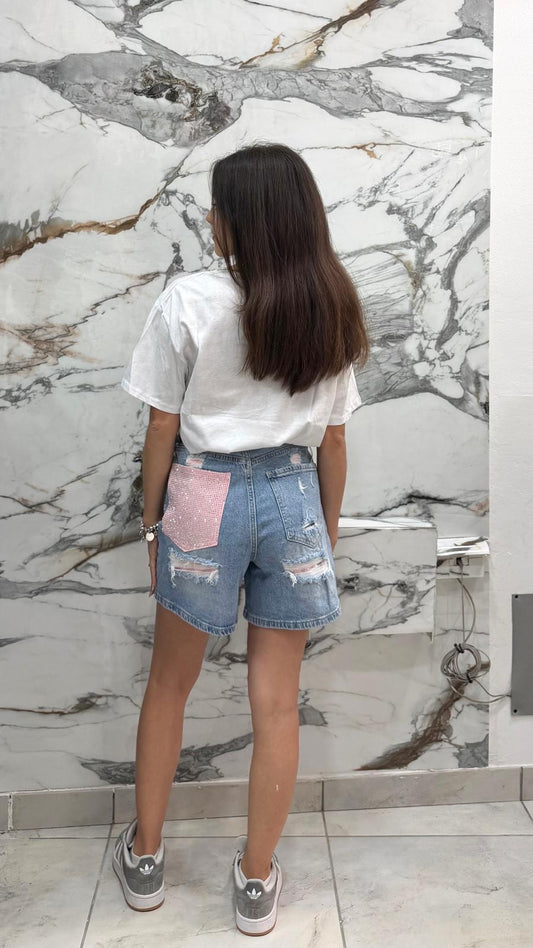 Pantaloncini tasca rosa