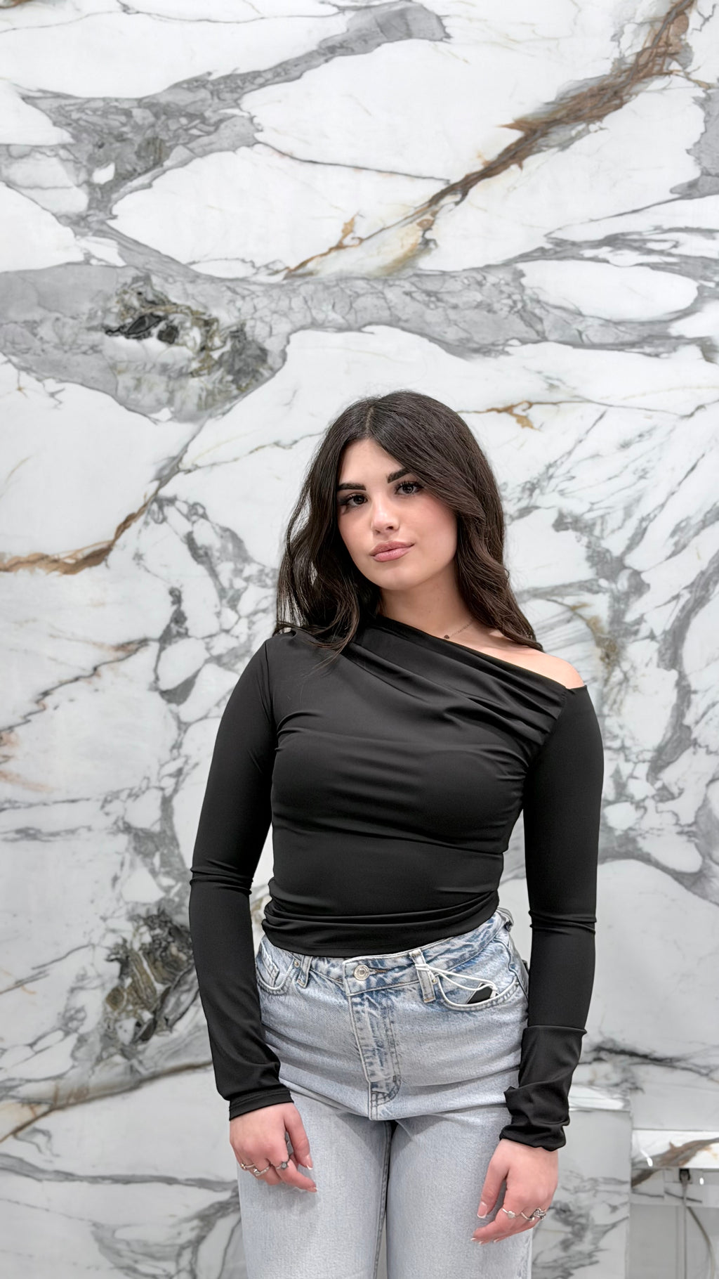 Maglia Monospalla Soft Chic Nera