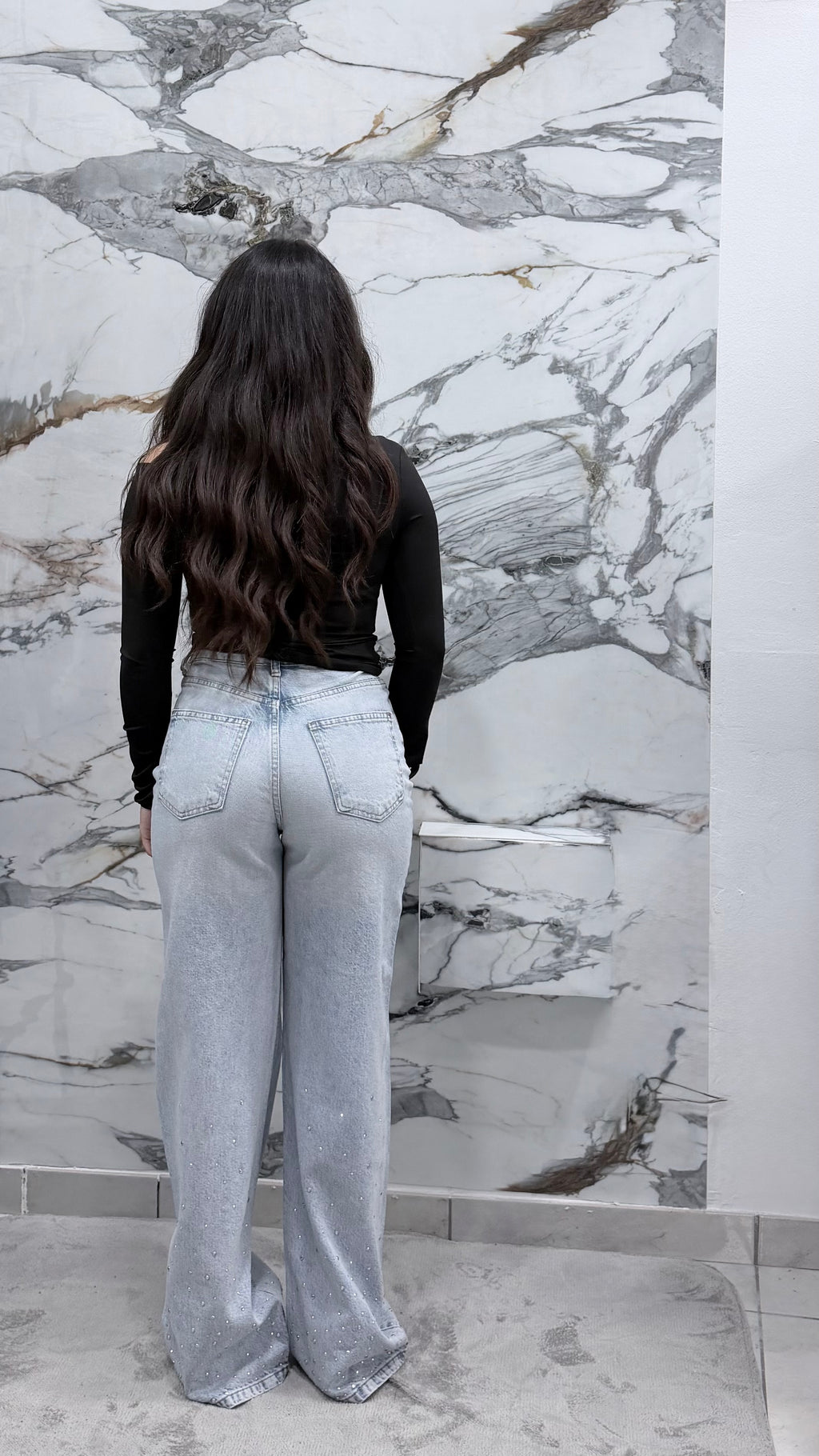 Jeans Wide Leg Crystal Light