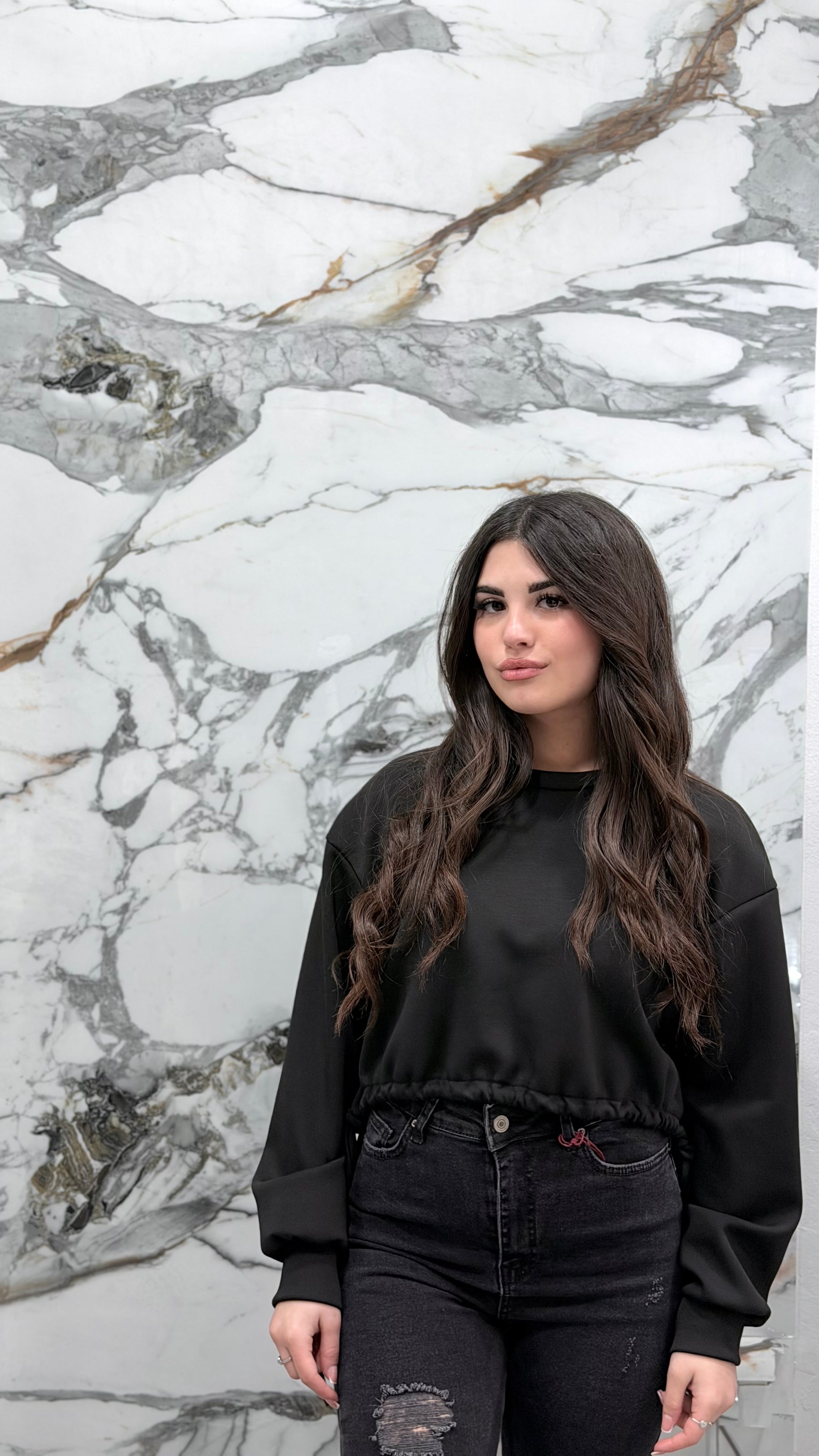 Felpa Crop Drawstring Essential