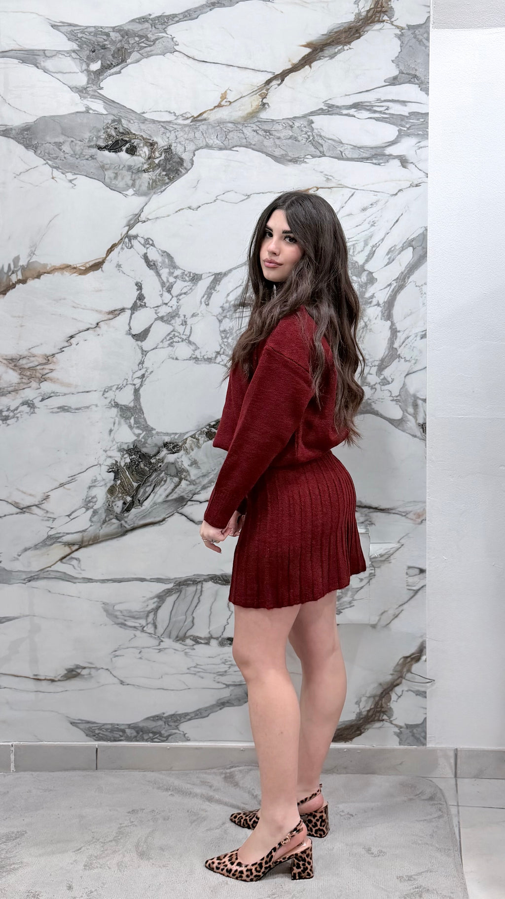 Completo Maglia & Gonna Knit Burgundy Chic