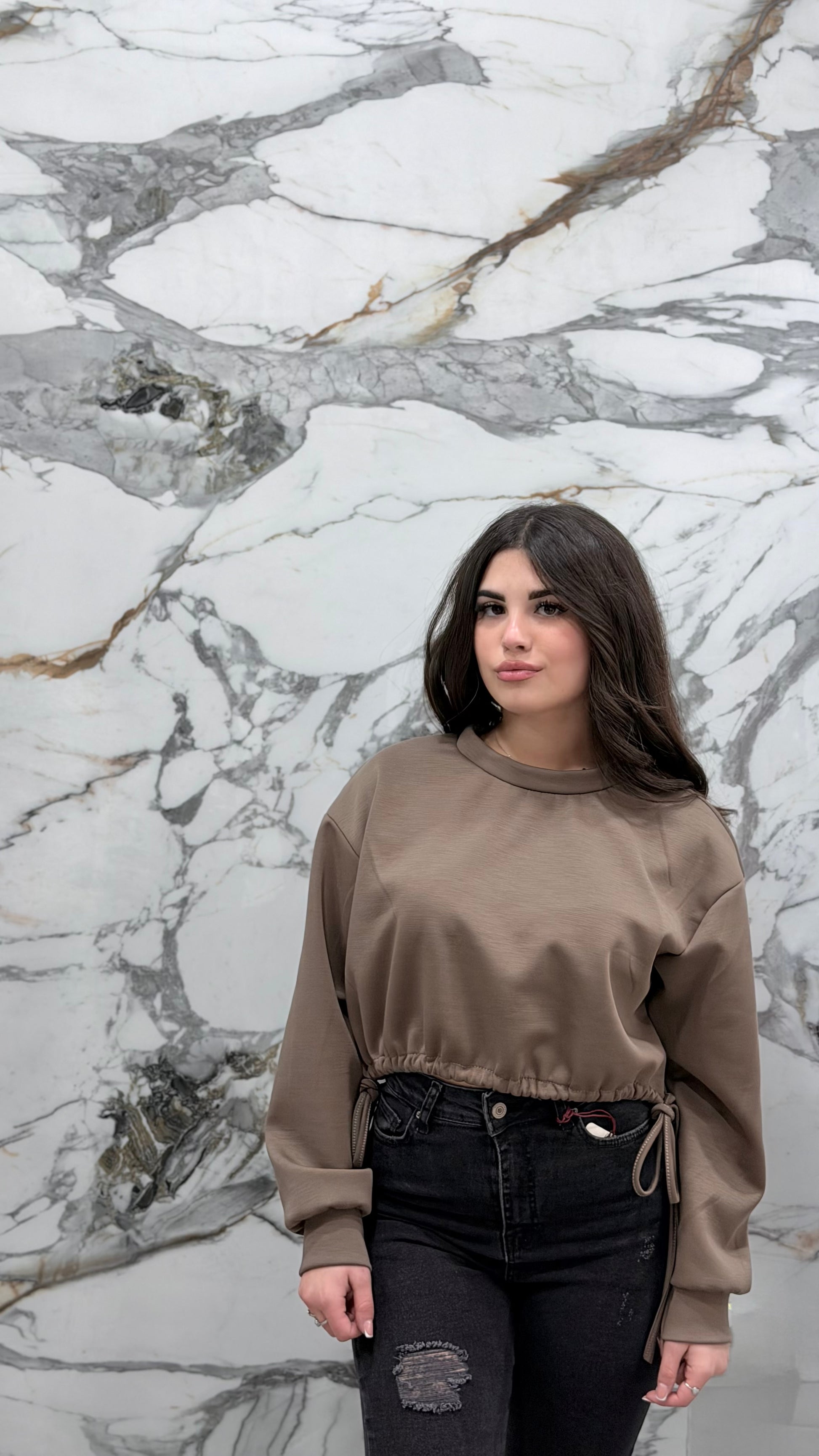 Felpa Crop Drawstring Essential