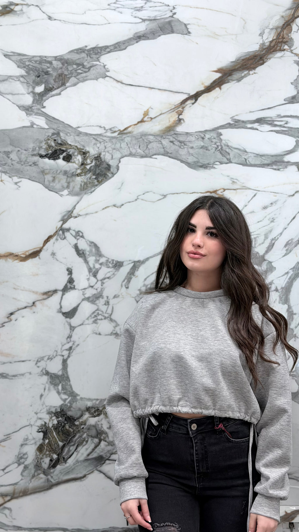 Felpa Crop Drawstring Essential